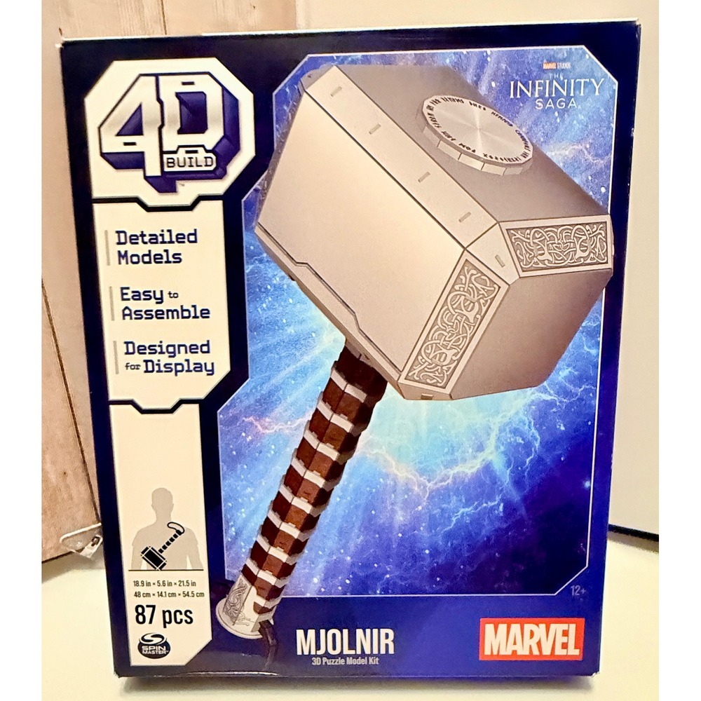 4D Build Marvel Mjolnir 3D Puzzle Model Kit Thor Hammer NEW 87pc Infinity Saga